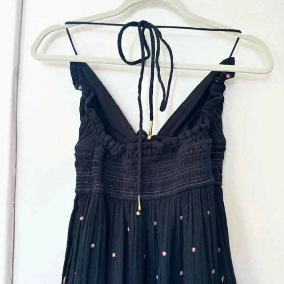 New Free People Real Love Embroidered Dress Maxi Summer Black Pink - Picture 12 of 17